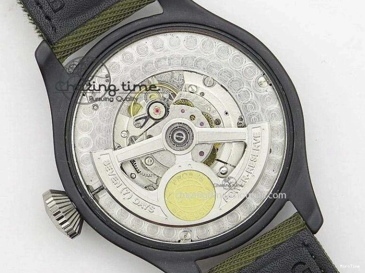 MIROTIME 0309 Big Pilot Top Gun Miramar PVD Plated Titanium on Green Nylon Strap A23J Refined 7398
